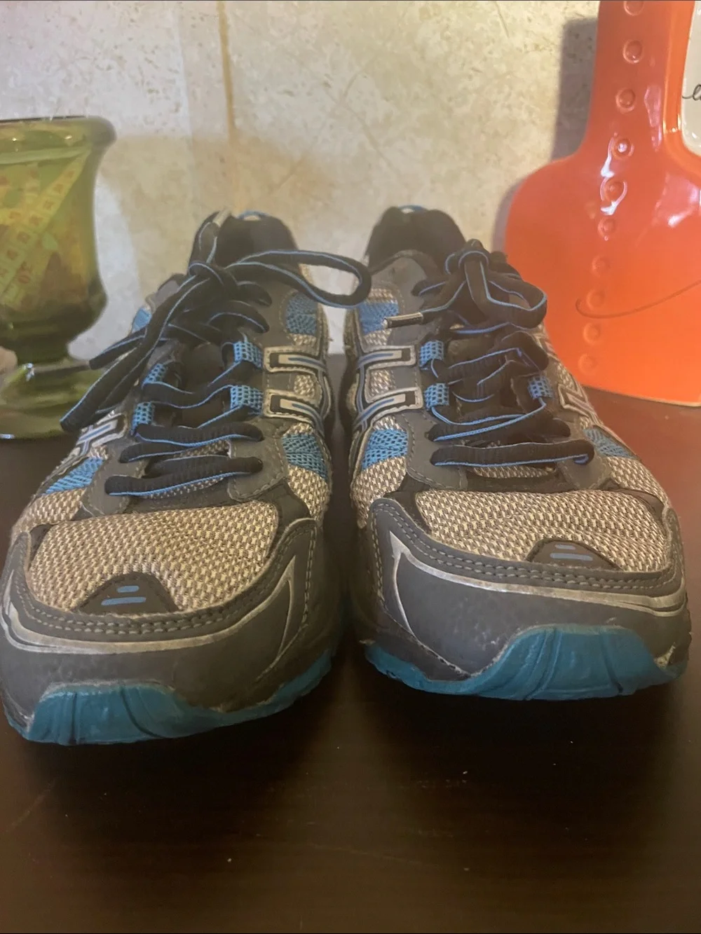 ASICS Gray and Blue Men's Gel-Venture 4 Trail Running Athletic Sneakers